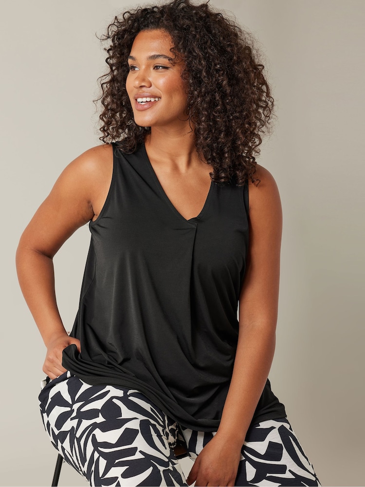Evans Curve Pleat Front Vest Black Top - Image 1 of 5