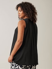 Evans Curve Pleat Front Vest Black Top - Image 3 of 5