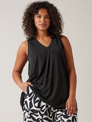 Evans Curve Pleat Front Vest Black Top - Image 4 of 5