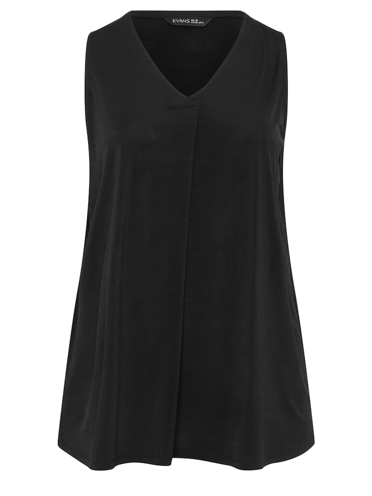 Evans Curve Pleat Front Vest Black Top - Image 5 of 5
