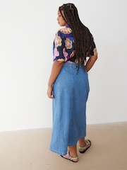 Oliver Bonas Denim-Midirock aus Chambray mit Taillenbindung - Bild 2 von 9