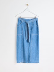 Oliver Bonas Denim-Midirock aus Chambray mit Taillenbindung - Bild 4 von 9