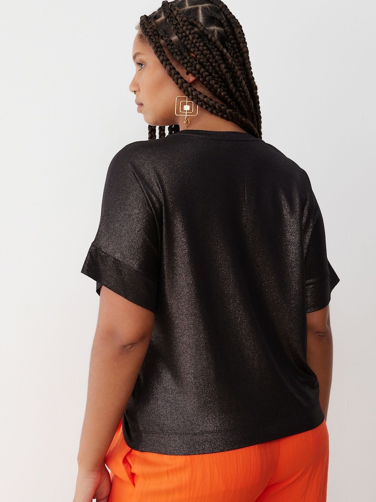 Oliver Bonas Metallic-Top mit Kordelzug und Schlüsselloch-Ausschnitt - Bild 2 von 9