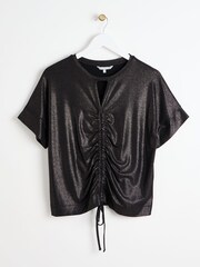 Oliver Bonas Metallic-Top mit Kordelzug und Schlüsselloch-Ausschnitt - Bild 4 von 9