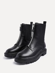 Linzi Black PU Franca Ankle Boots With Zip Detail - Image 4 of 5