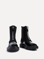Linzi Black Patent Suede Franca Ankle Boots With Zip Detail - Image 3 of 6
