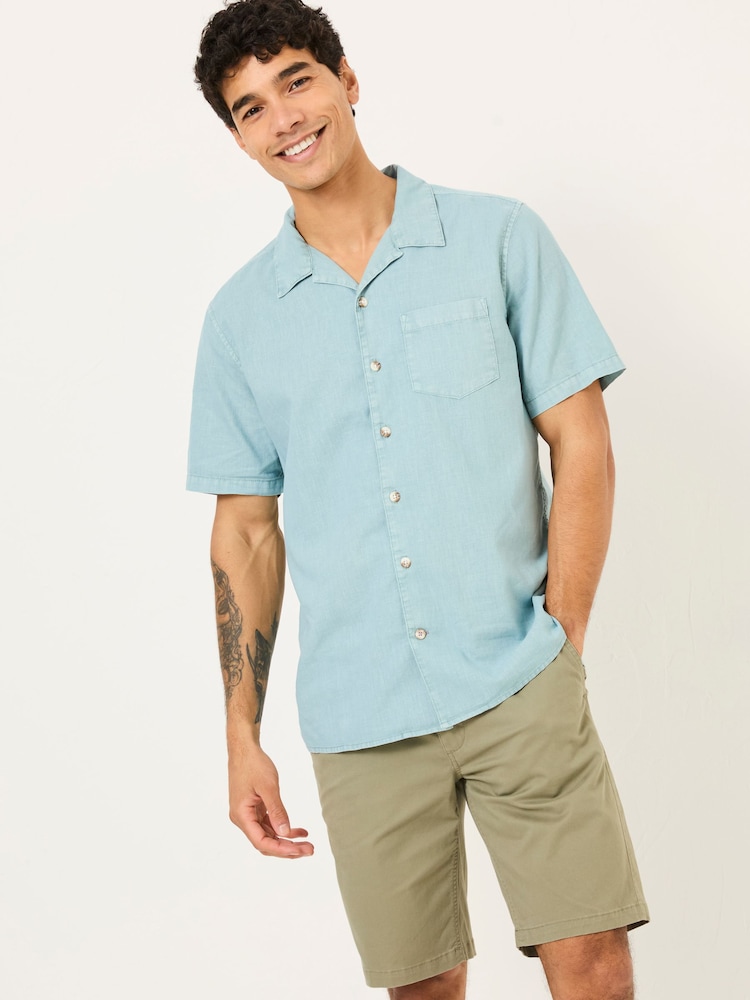 FatFace Bugle Light Blue Linen Cotton Shirt - Image 1 of 8