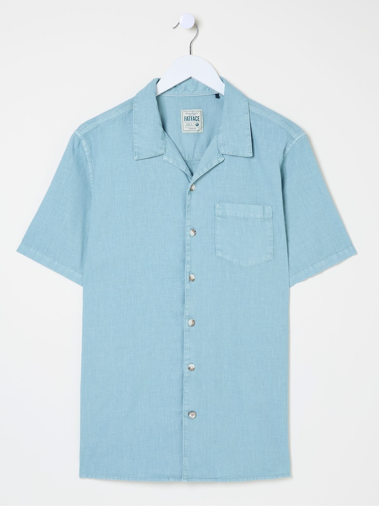 FatFace Bugle Light Blue Linen Cotton Shirt - Image 8 of 8