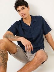 FatFace Bugle Navy Linen Cotton Shirt - Image 3 of 8