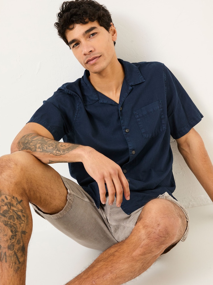 FatFace Bugle Navy Linen Cotton Shirt - Image 3 of 8