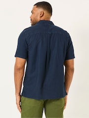 FatFace Bugle Navy Linen Cotton Shirt - Image 6 of 8