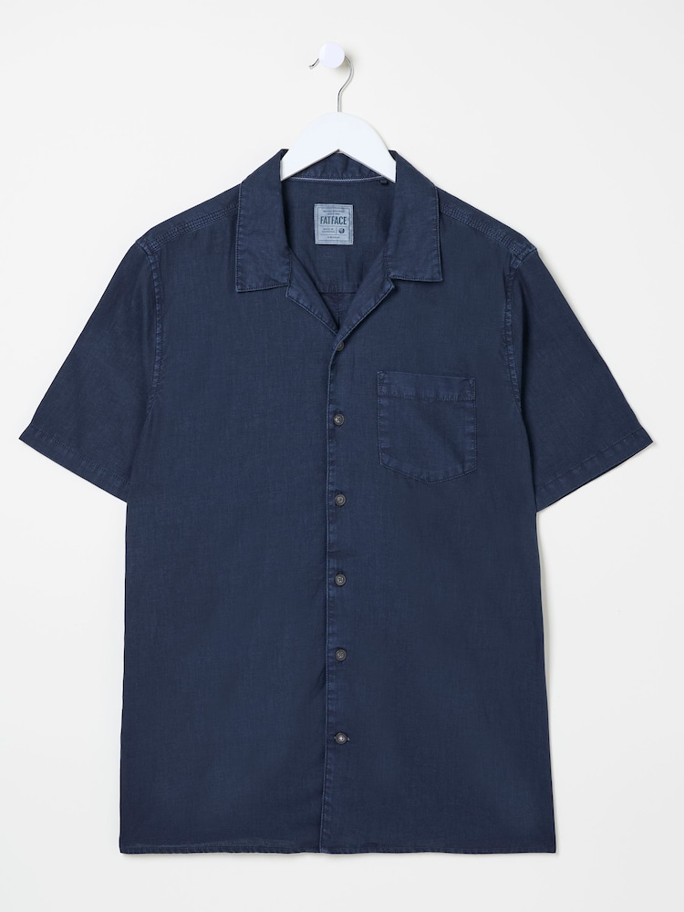FatFace Bugle Navy Linen Cotton Shirt - Image 8 of 8
