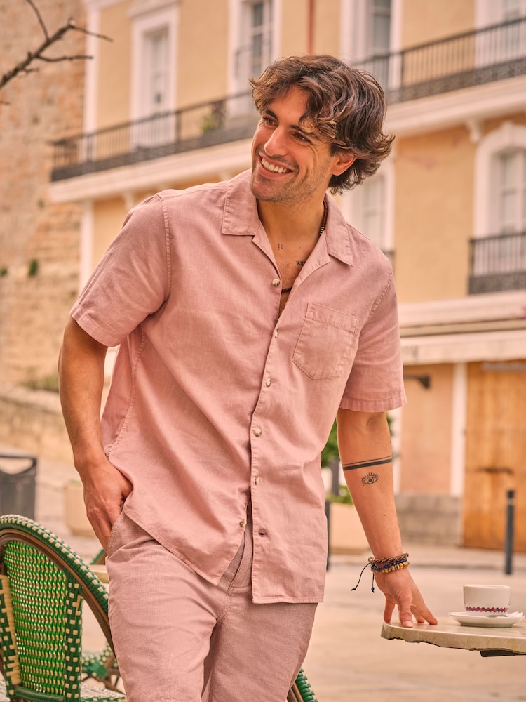FatFace Bugle Dusky Pink Linen Cotton Shirt - Image 1 of 9