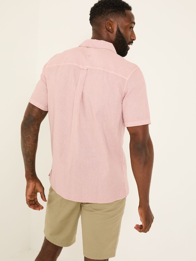 FatFace Bugle Dusky Pink Linen Cotton Shirt - Image 2 of 9