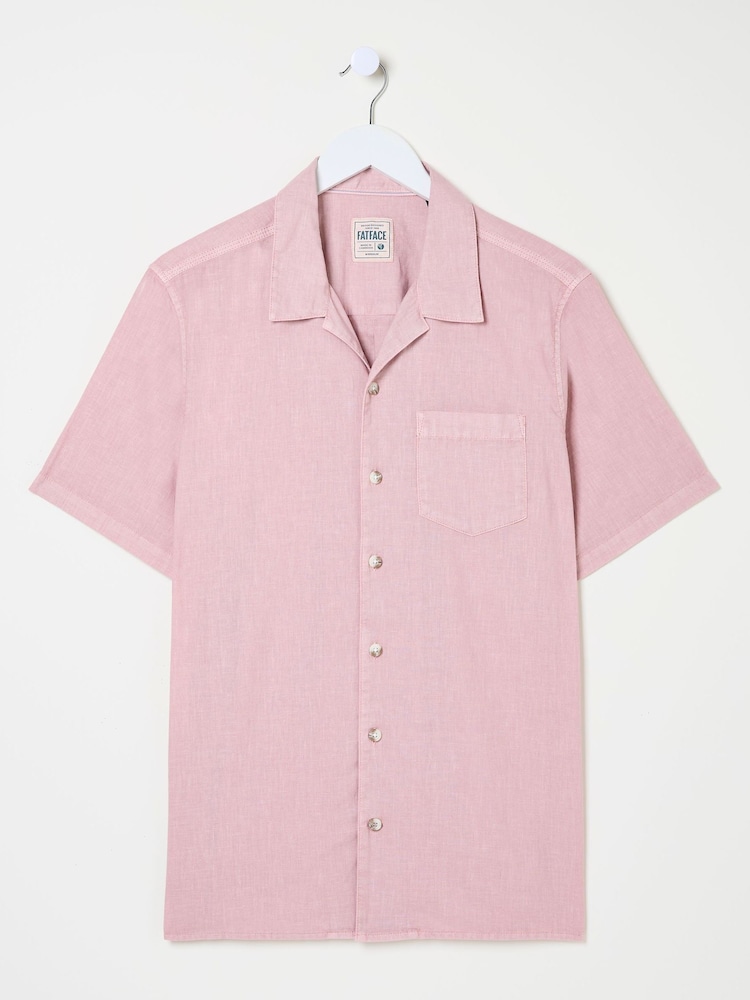 FatFace Bugle Dusky Pink Linen Cotton Shirt - Image 9 of 9