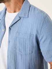FatFace Bugle Blue Stripe Short Sleeve Linen Cotton Shirt - Image 4 of 10