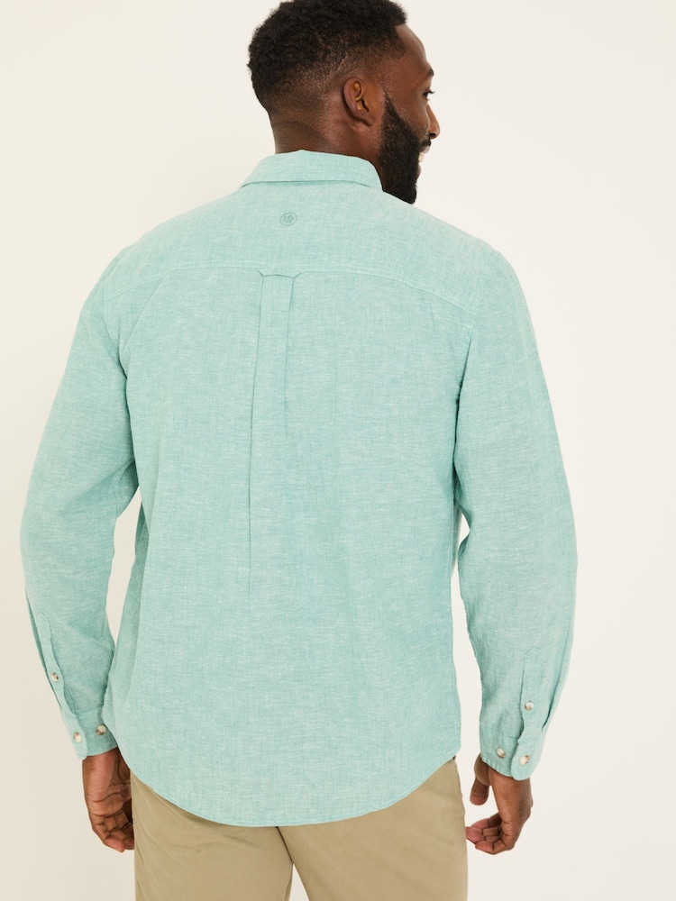 FatFace Bugle Light Teal Linen Cotton Shirt - Image 2 of 5