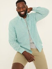 FatFace Bugle Light Teal Linen Cotton Shirt - Image 3 of 5
