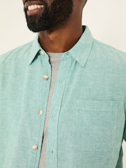 FatFace Bugle Light Teal Linen Cotton Shirt - Image 4 of 5