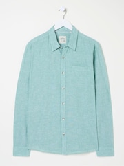 FatFace Bugle Light Teal Linen Cotton Shirt - Image 5 of 5