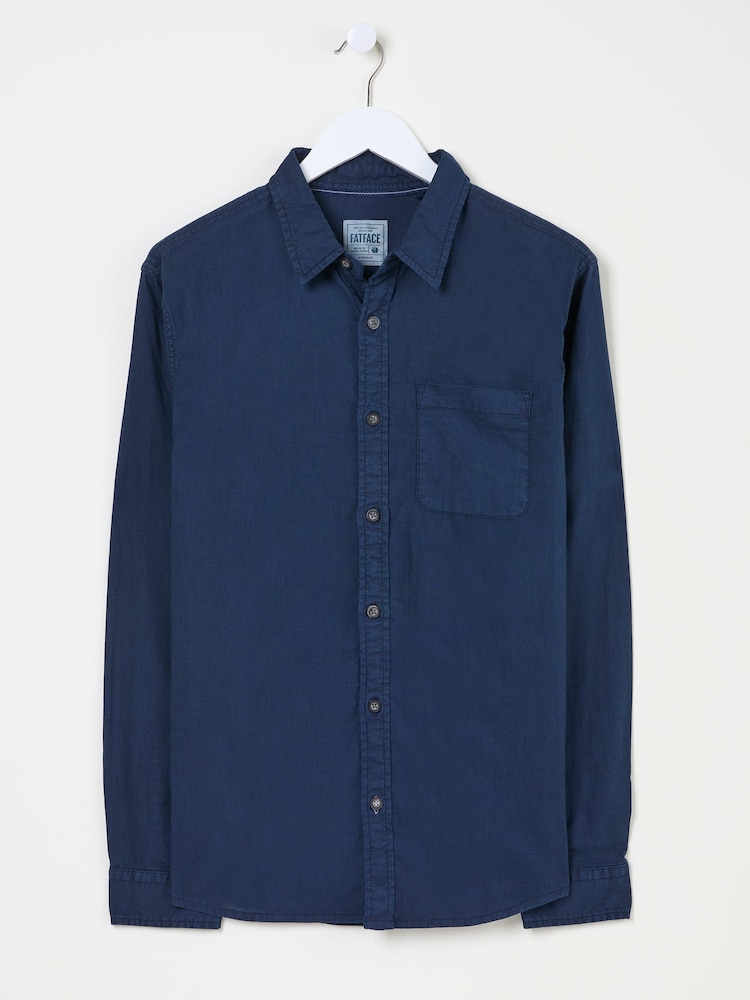 FatFace Bugle Navy Linen Cotton Shirt - Image 3 of 3