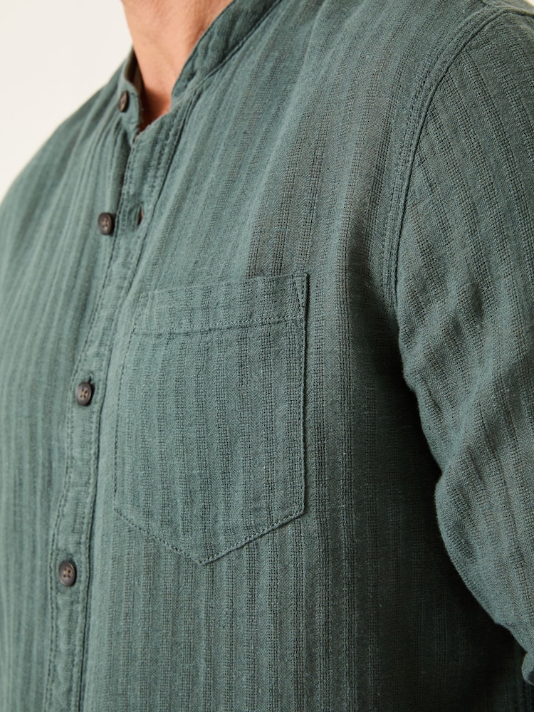 FatFace Long Sleeve Grandad Linen Cotton Shirt - Image 4 of 5