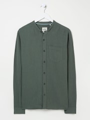 FatFace Bugle Dusky Green Long Sleeve Grandad Linen Cotton Shirt - Image 5 of 5