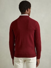 Reiss Red Lockhurst Wool Cabled-Knitted Cardigan - Image 5 of 6
