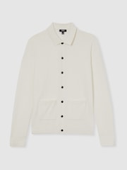 Reiss White Lockhurst Wool Cabled-Knitted Cardigan - Image 2 of 6
