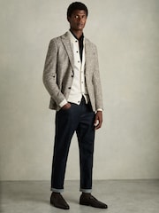 Reiss White Lockhurst Wool Cabled-Knitted Cardigan - Image 3 of 6