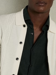 Reiss White Lockhurst Wool Cabled-Knitted Cardigan - Image 4 of 6