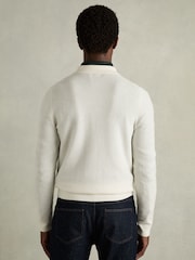 Reiss White Lockhurst Wool Cabled-Knitted Cardigan - Image 5 of 6