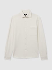 Reiss Off White Kappo Cotton Blend Twill Overshirt - Image 2 of 6