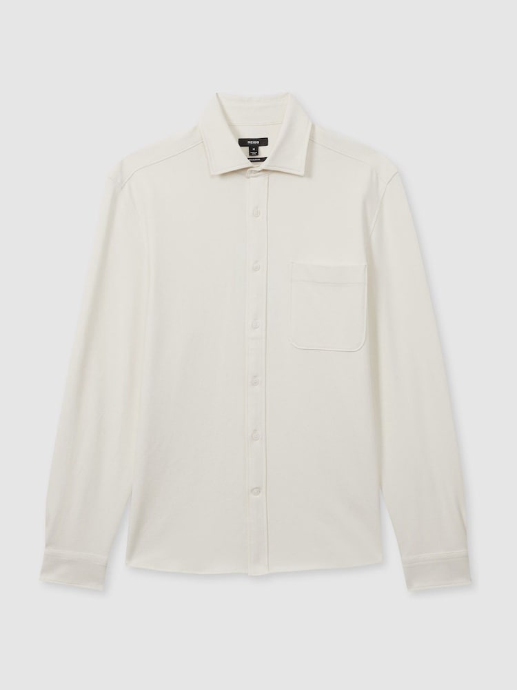 Reiss Off White Kappo Cotton Blend Twill Overshirt - Image 2 of 6