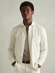Reiss Off White Kappo Cotton Blend Twill Overshirt - Image 3 of 6