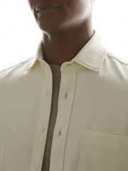 Reiss Off White Kappo Cotton Blend Twill Overshirt - Image 4 of 6