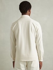 Reiss Off White Kappo Cotton Blend Twill Overshirt - Image 5 of 6