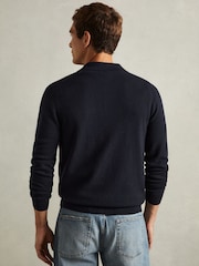 Reiss Navy Lockhurst Wool Cabled-Knitted Cardigan - Image 4 of 5