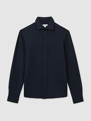 Reiss Navy Kappo Cotton Blend Twill Overshirt - Image 2 of 6