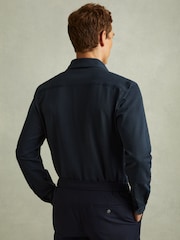 Reiss Navy Kappo Cotton Blend Twill Overshirt - Image 4 of 6