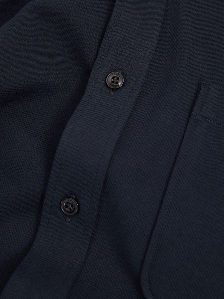 Reiss Navy Kappo Cotton Blend Twill Overshirt - Image 6 of 6