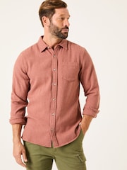 FatFace Rust Brown Long Sleeve Brushed Shirt - Image 1 of 6