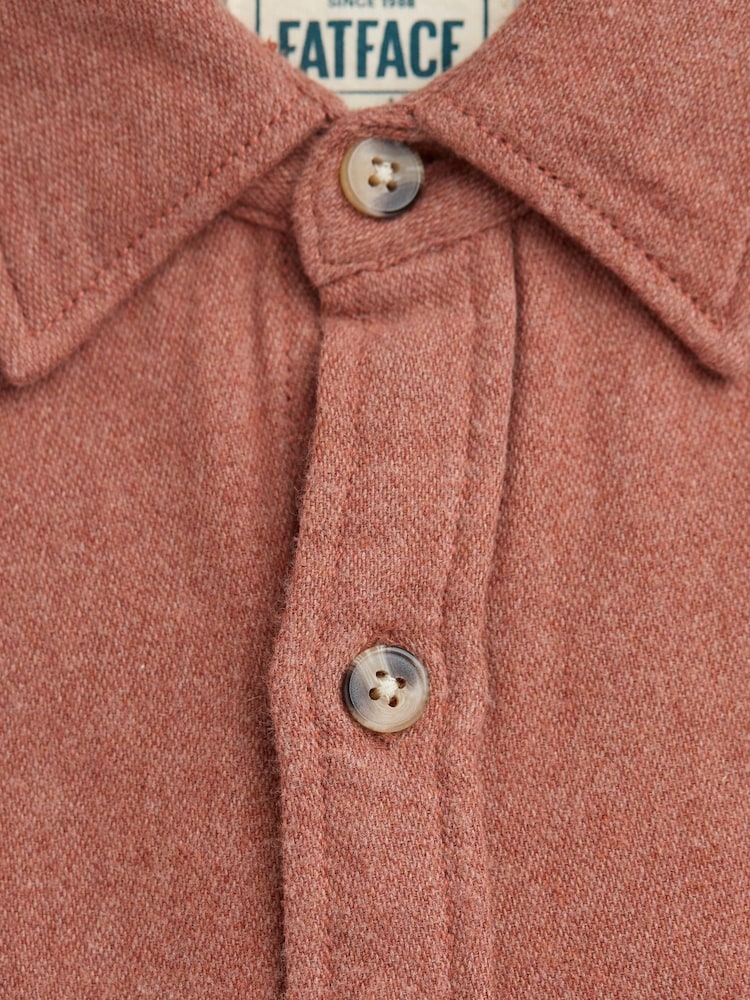 FatFace Rust Brown Long Sleeve Brushed Shirt - Image 6 of 6