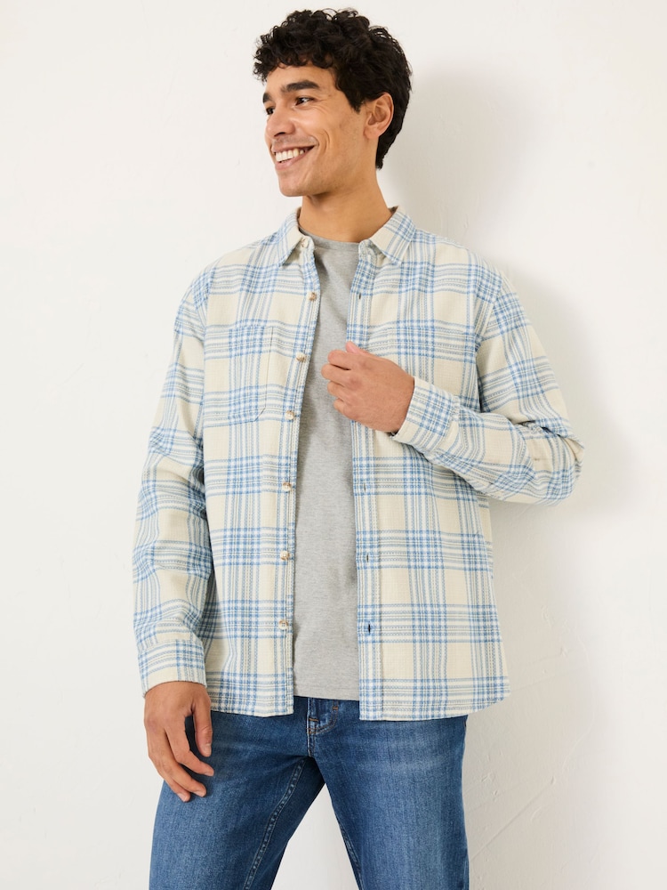 FatFace Light Vintage Blue Long Sleeve Hove Check Shirt - Image 1 of 5