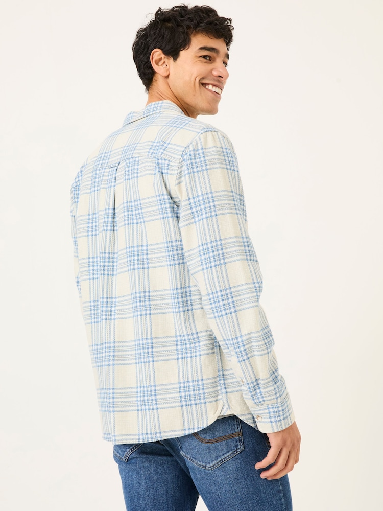 FatFace Light Vintage Blue Long Sleeve Hove Check Shirt - Image 2 of 5 FatFace Light Vintage Blue Long Sleeve Hove Check Shirt - Image 2 of 5