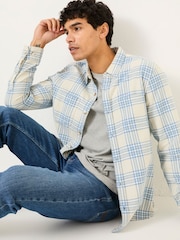 FatFace Light Vintage Blue Long Sleeve Hove Check Shirt - Image 3 of 5