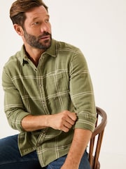 FatFace Wells Mid Green Long Sleeve Check Shirt - Image 2 of 6