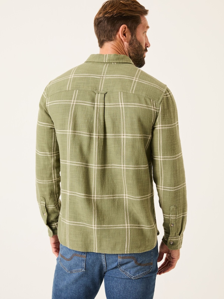 FatFace Wells Mid Green Long Sleeve Check Shirt - Image 3 of 6