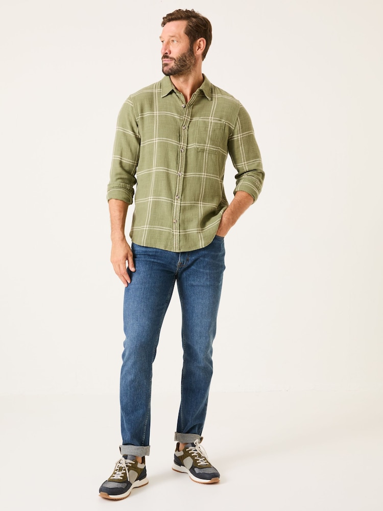 FatFace Wells Mid Green Long Sleeve Check Shirt - Image 4 of 6