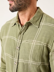 FatFace Wells Mid Green Long Sleeve Check Shirt - Image 5 of 6